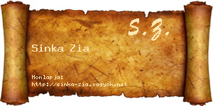 Sinka Zia névjegykártya